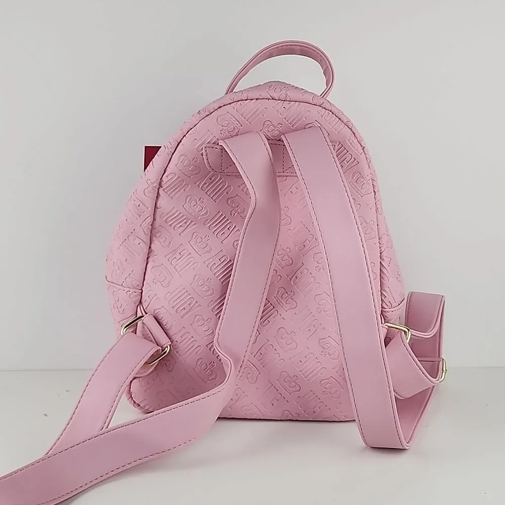 Juicy couture royal sport mini backpack flamingo deboss new gold hardware crown